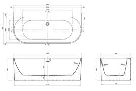 Акриловая ванна Azario BRADFORD 180х80 BRA18080, отдельностоящая пристенная, белая