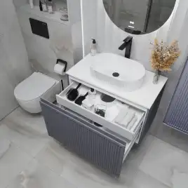 Тумба под раковину Grossman Кристалл 80 подвесная, графит матовый (108043)