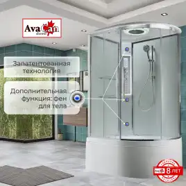 Душевая кабина AvaCan EM5812LLEDT 120x80 см, высокий поддон, с крышей, левая