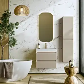 Тумба с раковиной подвесная Aqwella Geometria 65 GE01652MD, с двумя ящиками, цвет морская дюна