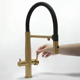 Смеситель для кухни с гибким изливом AVS PureRiver брашированное золото, 811-170-BG