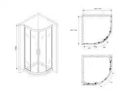 Душевой уголок ABBER Schwarzer Diamant 100х100 см, AG01100, профиль хром, стекло прозрачное