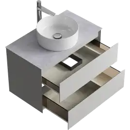 Тумба с раковиной подвесная Aqwella Geometria 80 GE01082ST+STG814X476GS, со столешницей серый камень, цвет серый туман