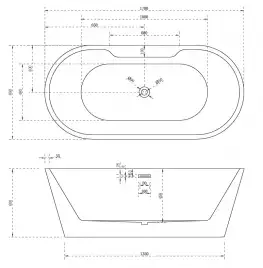 Акриловая ванна Abber 170х80 AB9299-1.7, отдельностоящая, Белая глянцевая
