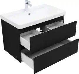 Тумба под раковину Aquanet Вега 2.0 80 черный, подвесная, 337955