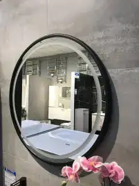 Зеркало с подсветкой AVS Мид 75x75 см, черное