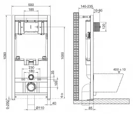 Инсталляция для подвесного унитаза BelBagno BB002-80  с кнопкой смыва BB012-MR-NERO.M