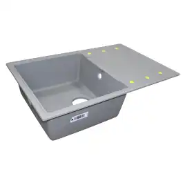 Кухонная мойка AZARIO Izmir 740х480х197 кварцевая, прямоугольная, цвет Серый: CS00097683