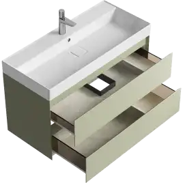 Тумба с раковиной подвесная Aqwella Geometria 100 GE01102SH, с двумя ящиками, цвет зеленый шалфей