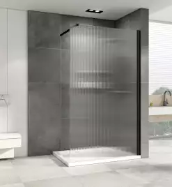 Душевая перегородка Abber Immer Offen 90 см, AG61091R8, профиль Черный, стекло Рифленное