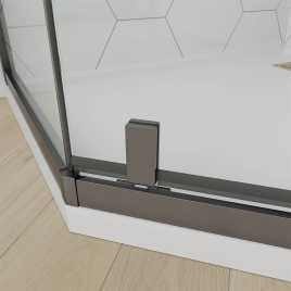 Душевой угол Veconi Ottimo P10 GR, 900x900x1900, графит брашинг, стекло матовое