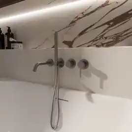 Смеситель для ванны Vincea Groove VBTW-4G1GM, встраиваемый, вороненая сталь