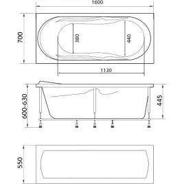 Акриловая ванна Marka One VITA 160х70 Прямоугольная белая 01вит1670