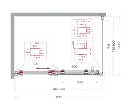 Душевой уголок BelBagno MARINO-2-AH-1-120/80-C-GM стекло прозрачное, профиль Оружейная сталь
