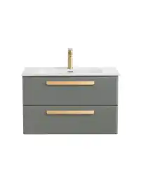 Тумба под раковину Cezares ECO-CER-N 80 см, ECO-CER-N-800-2C-SO-GVO-P (без ручек), Серо-Зеленый Матовый