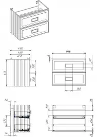 Тумба под раковину La Fenice Cubo 100 FNC-01-CUB-G-100-2 со столешницей Granite 100 FNC-03-PL01-100 черный мрамор, Серая матовая
