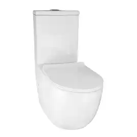 Унитаз напольный Azario CORSA AZ-2062T безободковый, смыв Торнадо, с бачком и сидением микролифт, Белый глянцевый
