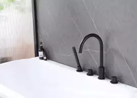 Смеситель на борт ванны Abber Wasser Kreis AF8113B, двухвентельный, с внутренней частью, Черный матовый