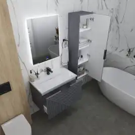 Шкаф-пенал для ванной Grossman Блисс 35 подвесной, графит матовый (303546)