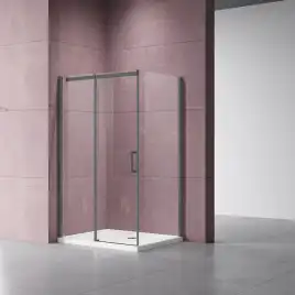Душевой уголок Vincea Dice 140х100 VSR-4D1014CLGM, дверь раздвижная, профиль вороненая сталь, стекло прозрачное