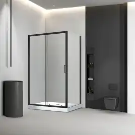 Душевой уголок Veconi Rovigo RV-046B 120х110х195, профиль Черный, стекло прозрачное (RV046B-120110-01-C5)