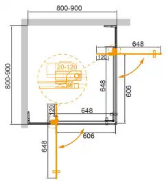 Душевой уголок CEZARES SLIDER-A-2-80/90-BR-NERO бронза стекло, профиль Черный