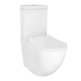 Унитаз напольный Azario Renda AZ-8693 безободковый, с бачком и сидением микролифт, Белый глянцевый