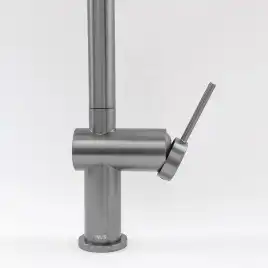 Смеситель для кухни AVS PureRiver 837-160-MS, Г-образный выдвижной излив, матовое серебро