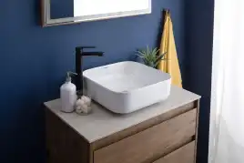 Раковина накладная Aquanet CITY-1 38,5х38,5х14 квадратная, Белая глянцевая