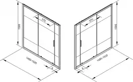 Шторка для ванны c боковой стенкой Aquanet Practic 150 см, AE10-B-150H150U-CP + AE10-F-75H150U-CP, профиль Хром, стекло С шелкографией
