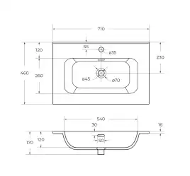 Керамическая раковина CEZARES CZR-8095-70