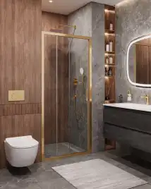 Душевая дверь CEZARES MOLVENO-BF-3-100-C-BORO-IV стекло Прозрачное, профиль Брашированное золото