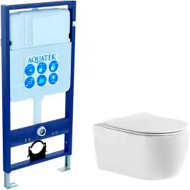 Комплект унитаза с инсталляцией Aquatek Set Aquatek Европа New с сиденьем Микролифт