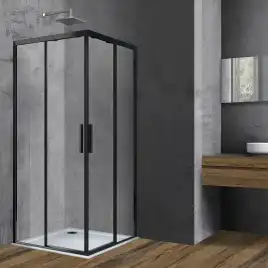 Душевой уголок Vincea Soft 90х90 VSS-3SO900CLB, дверь раздвижная, профиль черный, стекло прозрачное