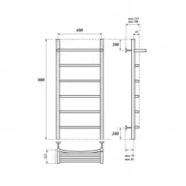 Полотенцесушитель водяной Point Афина 40х80 PN04148P П5 с полкой, нижнее подключение 1/2