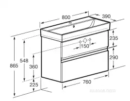 Тумбы под раковину Roca Oleta 80 A857640515 подвесная, цвет, Капучино