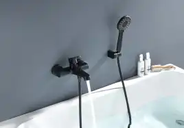 Смеситель для ванны Aquatek Оберон AQ1249MB, однорычажный, с коротким изливом, Черный матовый