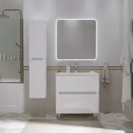 Тумба под раковину Grossman Адель-Норма 80 напольная, белая глянцевая (108023)