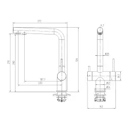 Смеситель для кухни AVS PureRiver 827-160-BS брашированная сталь, Г-образный излив, 827-160-BS