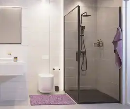 Душевой уголок WasserKRAFT Elbe 74P 100х100 74P19 профиль Черный стекло Прозрачное