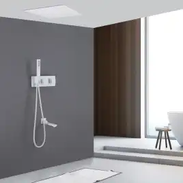 Душевая система ABBER Daheim AF8254W скрытого монтажа с изливом, термостат, белая матовая