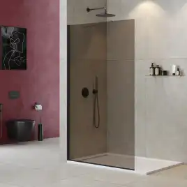 Душевая перегородка универсальная LIBERTA-L-1-TB-120-BR-NERO стекло Tонированная бронза, профиль Черный