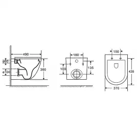 Унитаз подвесной Azario Gloria AZ-2003 подвесной, безободковый, с сиденьем микролифт, Белый глянцевый