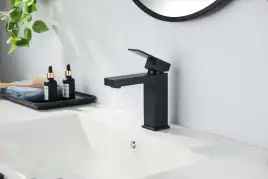 Смеситель для раковины Aquatek Либра AQ1610MB, однорычажный, цвет Черный матовый