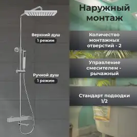 Душевая система AVS Cube 811-222-CR, хром