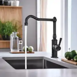 Смеситель для кухни Aquatek Классик AQ1580MB поворотный излив, Черный матовый