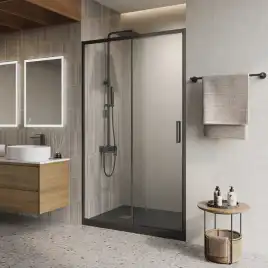 Душевая дверь BelBagno LUCE-BF-1-120-C-NERO стекло прозрачное, профиль Черный матовый