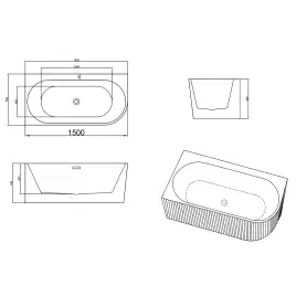 Акриловая ванна Azario LAGO GARDA 150х75 AZ-6724-A2 L 15075, асимметричная, левая