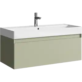 Тумба с раковиной подвесная Aqwella Geometria 100 GE01101SH, с одним ящиком, цвет зеленый шалфей