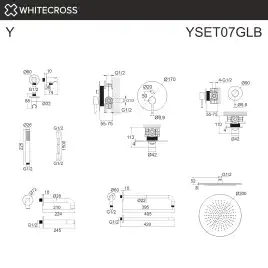 Душевая система для ванны WHITECROSS Y brushed gold YSET07GLB, скрытого монтажа, Золото брашированное